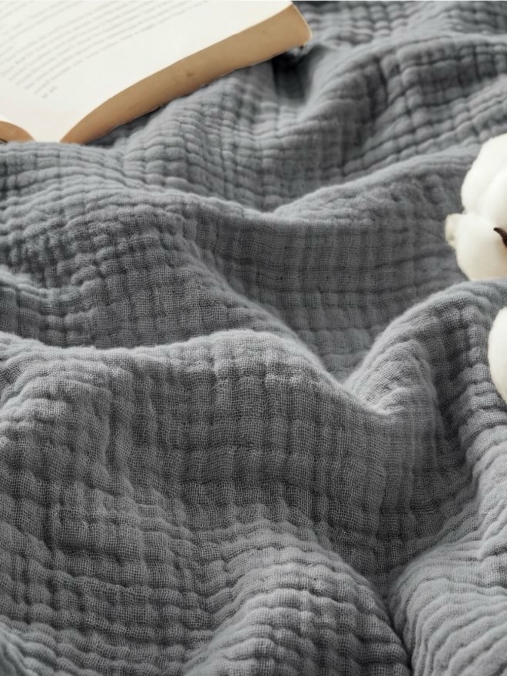 Premium Gray Gauze Cotton Throw Blanket - Cozy Everyday Comfort